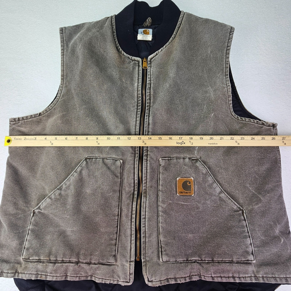 Vintage Carhartt V02 Sandstone Arctic Quilted Vest 2XL Tall USA Made Workwear - Picture 4 of 14